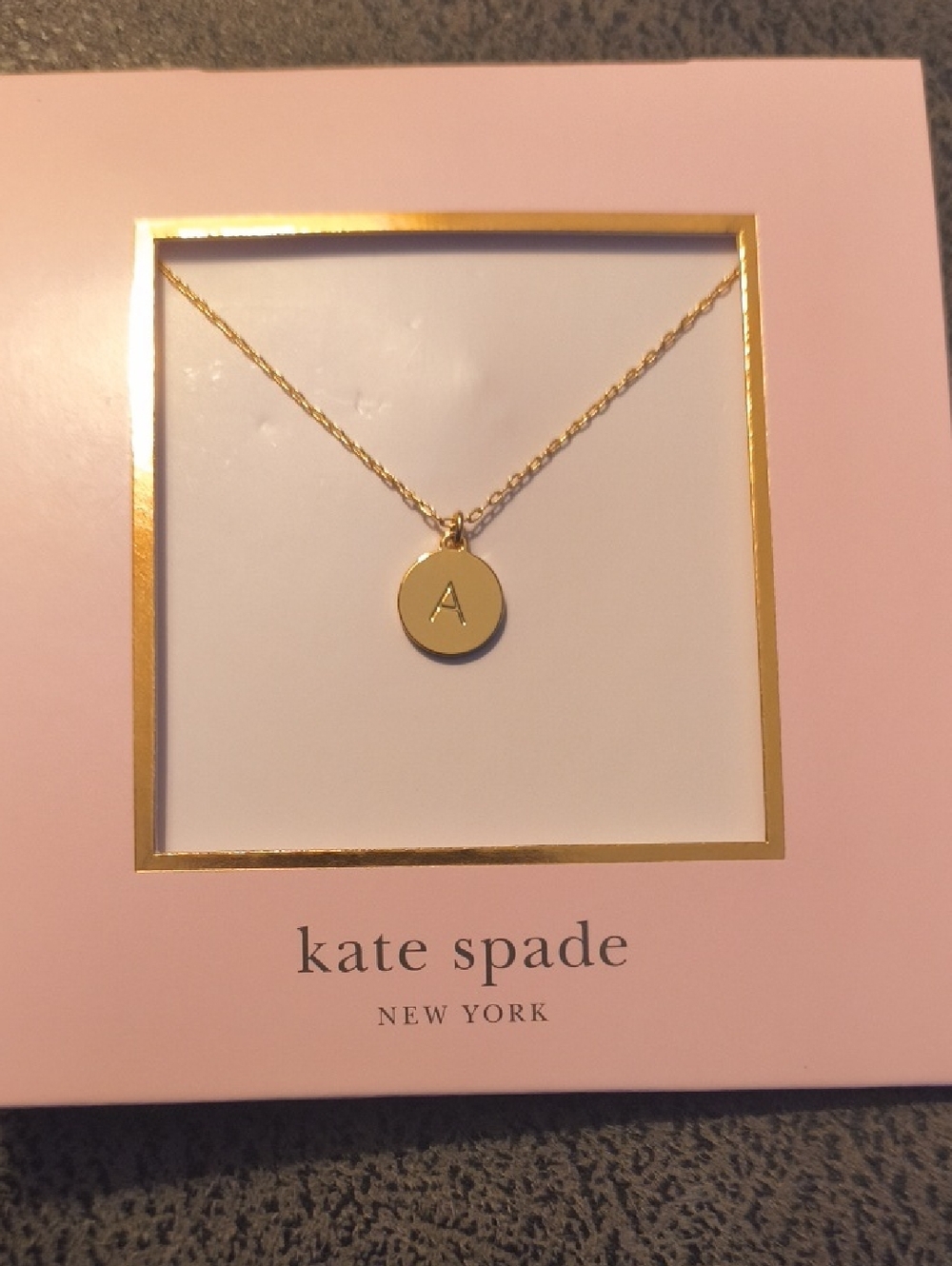 Kate Spade spade gold disc initial A pendant necklace